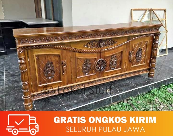 Jual Buffet Tv Ukiran Tambang Klasik Nusantara Jepara Kayu Jati